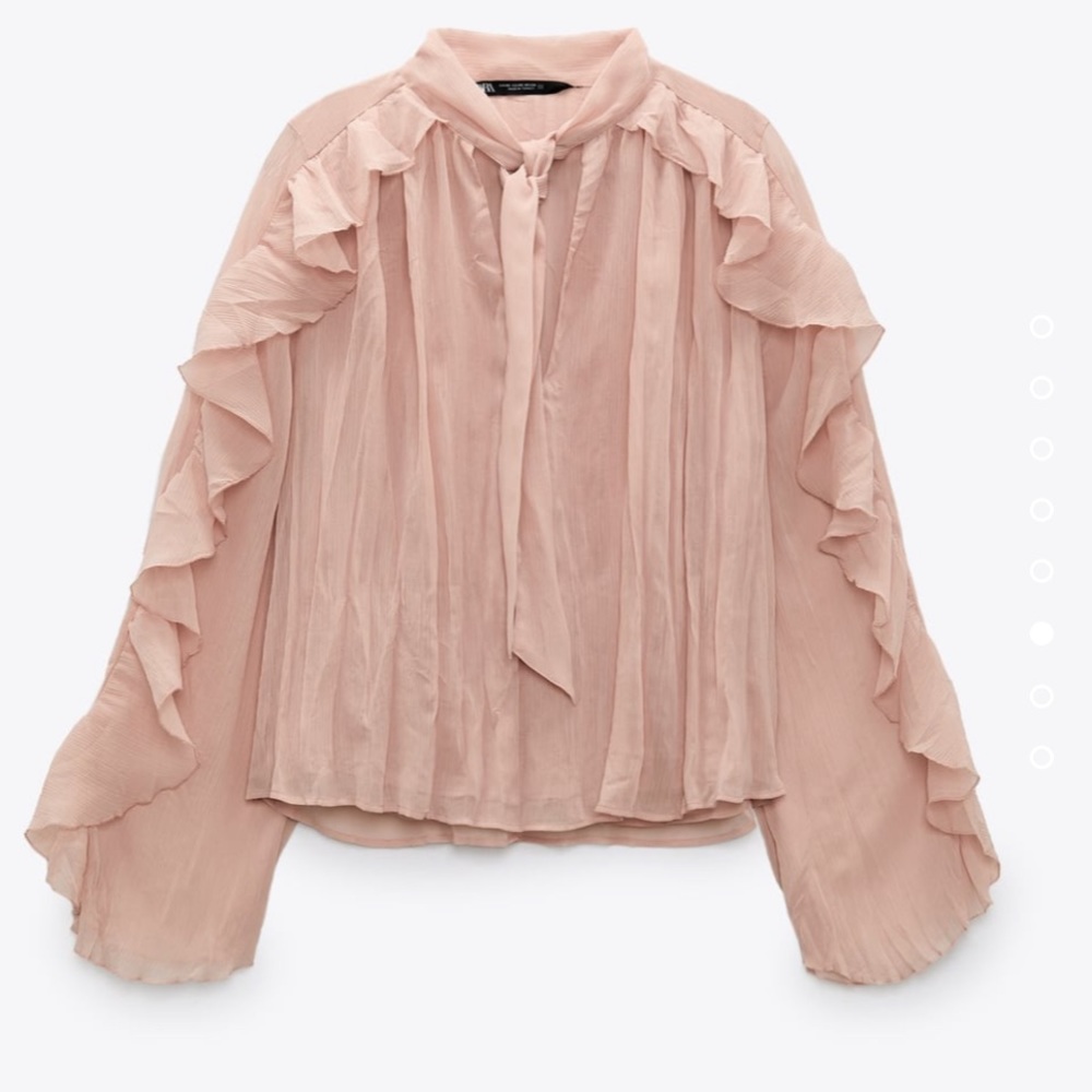 Zara bow tie ruffled blouse